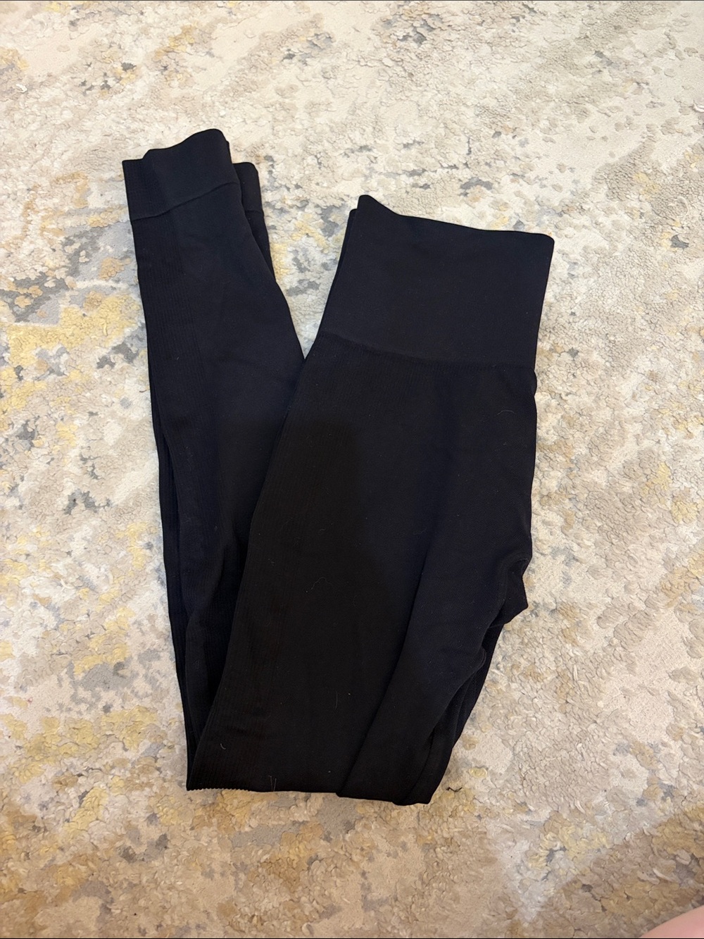 Set Active Black Ribbed Leggings